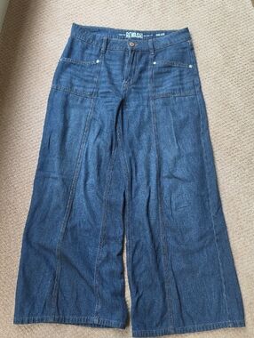 Rewash Wide-Leg Paneled Jeans in Dark Blue Denim Sz 9/29